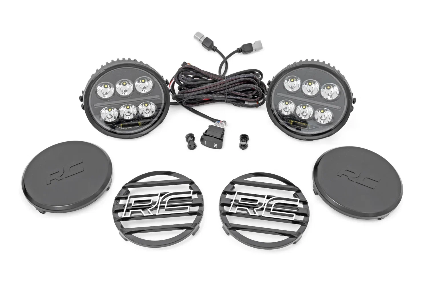 Black Series Halo LED Light Pair - White_Amber DRL - 6.5 Inch - Round